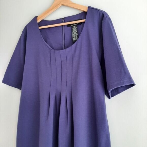 LENNIE Scoop Neck Midi Length Dress Soft Fabric Blue / Purple Sz XL Flawed - Picture 5 of 12